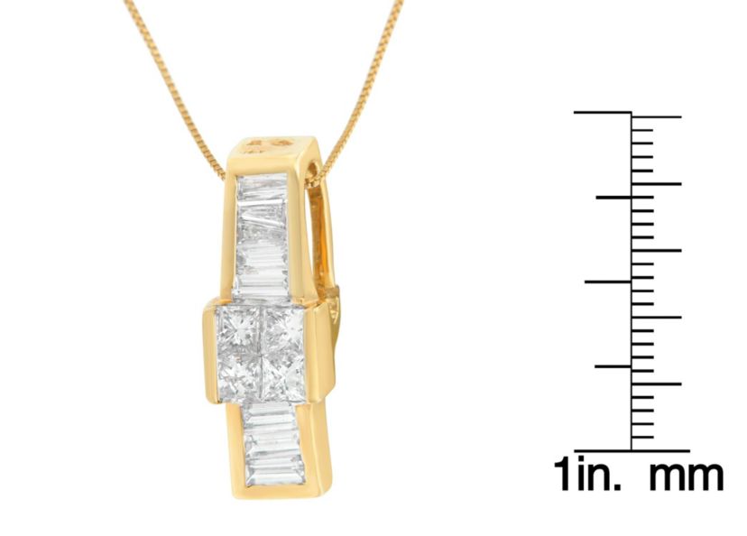 14K Yellow Gold 1 1/10 cttw Overlapping Diamond Drop Pendant Necklace