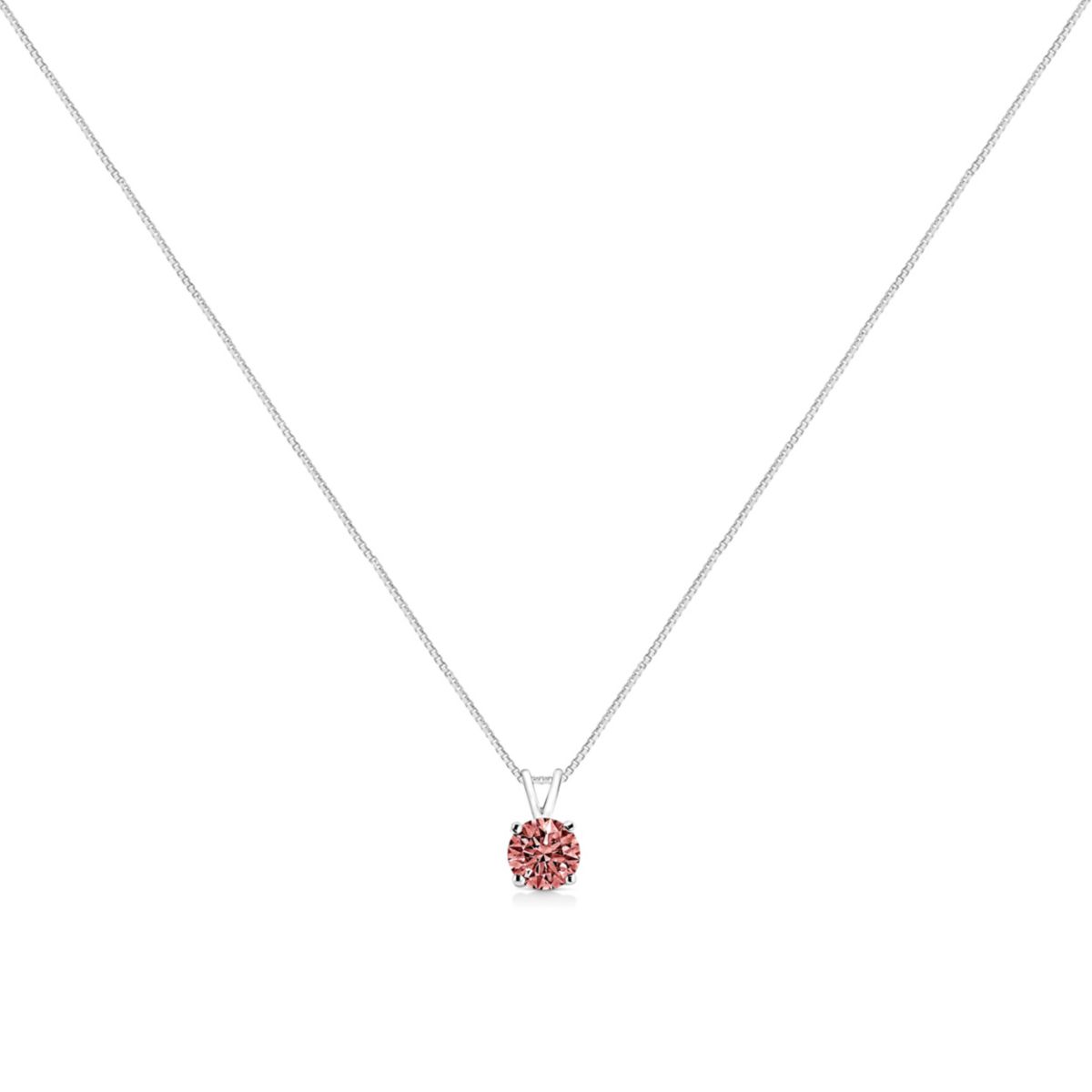 Lab Created 14K White Gold 1/2 Cttw Lab Grown Pink Diamond 4 Prong Solitaire Pendant Necklace -