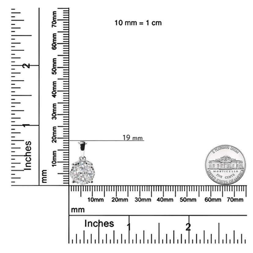 Lab Created 14k White 1.00 Cttw Lab Grown Diamond Cluster Pendant 18" Necklace