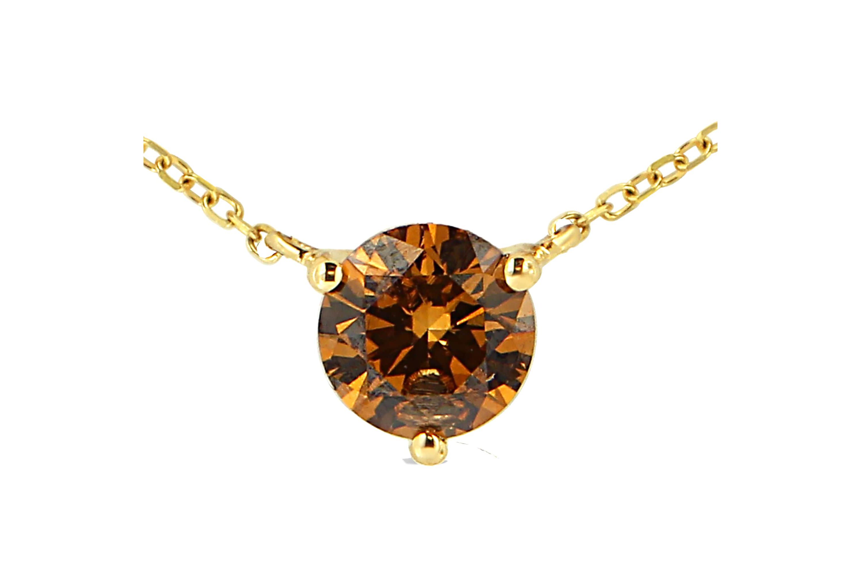 Lab Created 14K Yellow Gold 1/2 Cttw Martini Lab Grown Yellow Diamond Solitaire Pendant Necklace