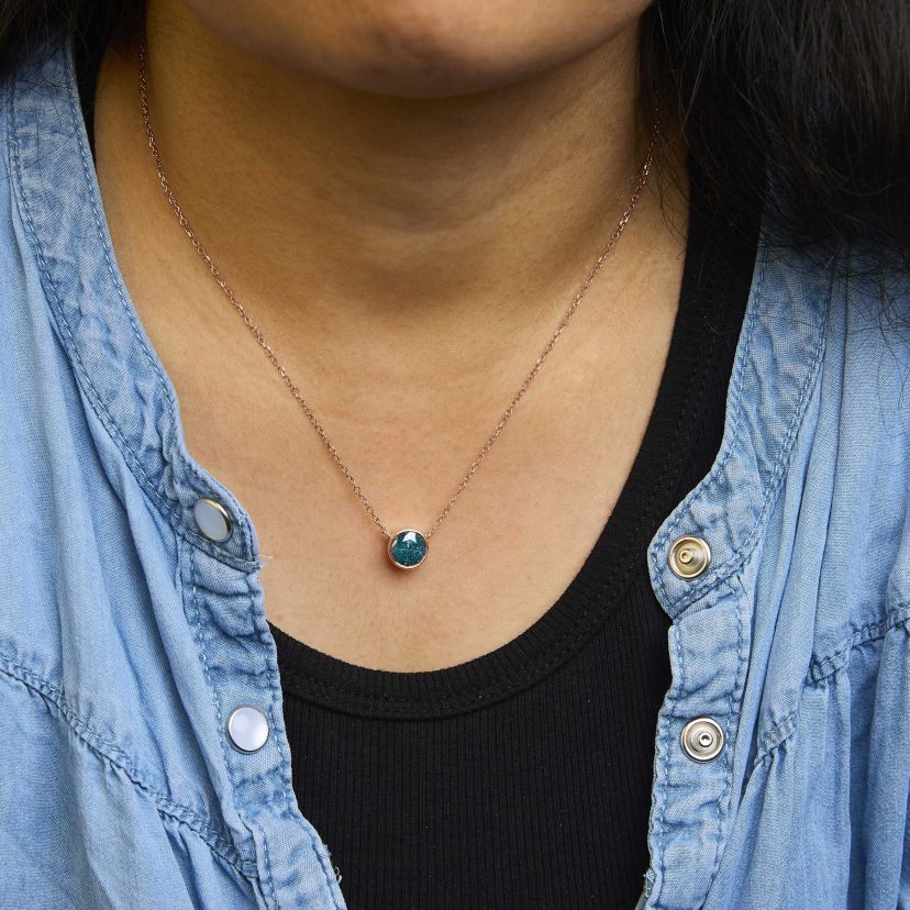 14K Rose Gold 2.0 Cttw Bezel Set Blue Diamond Solitaire Pendant Necklace