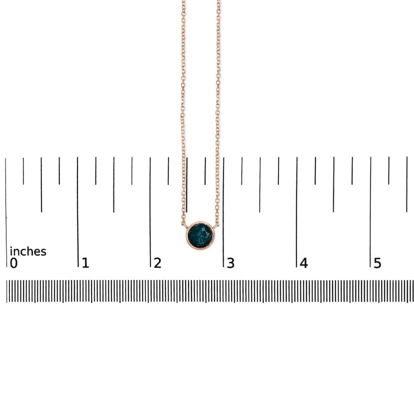 14K Rose Gold 2.0 Cttw Bezel Set Blue Diamond Solitaire Pendant Necklace