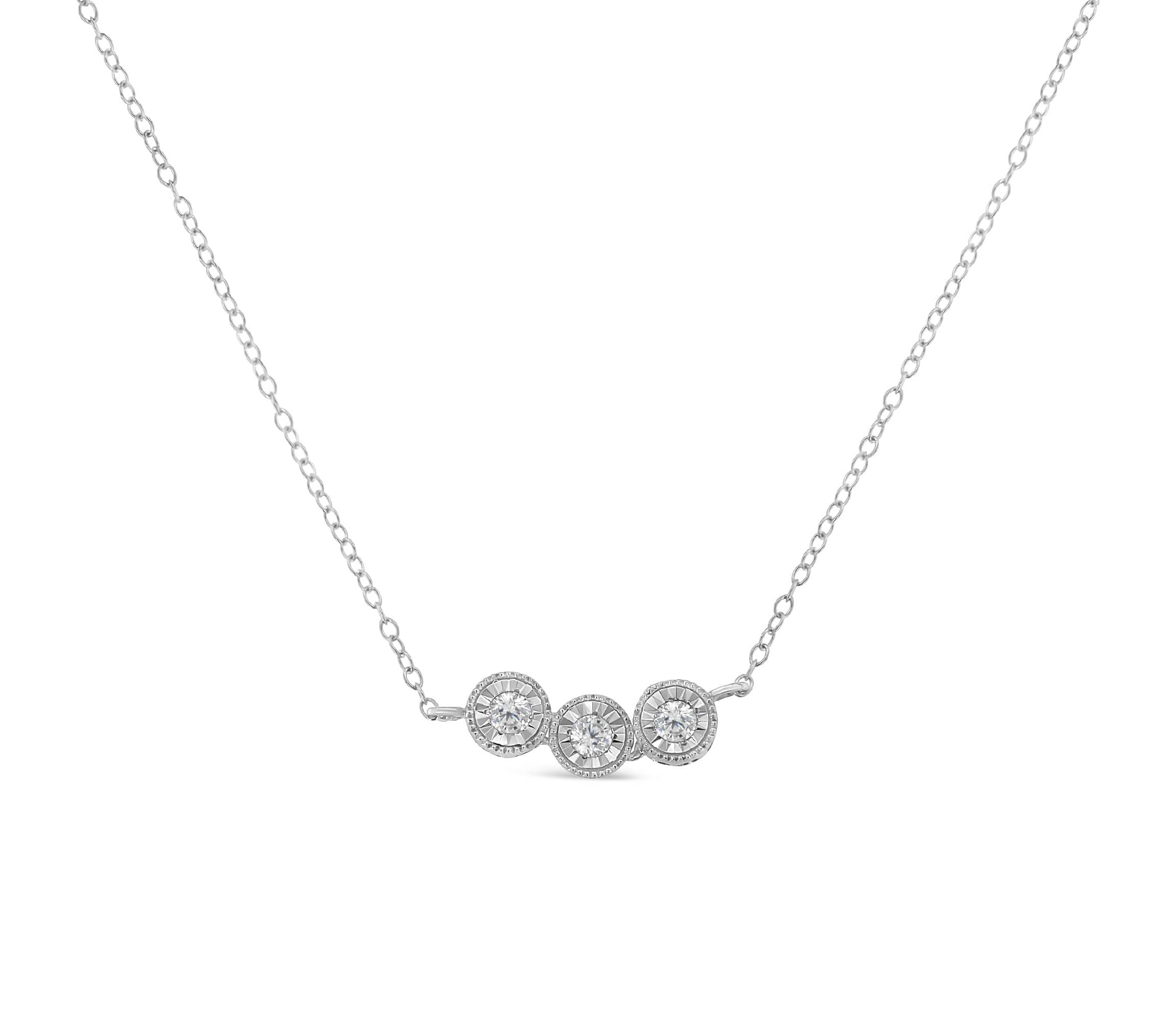Sterling Silver Round Diamond Pendant Necklace