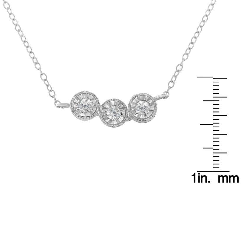 Sterling Silver Round Diamond Pendant Necklace