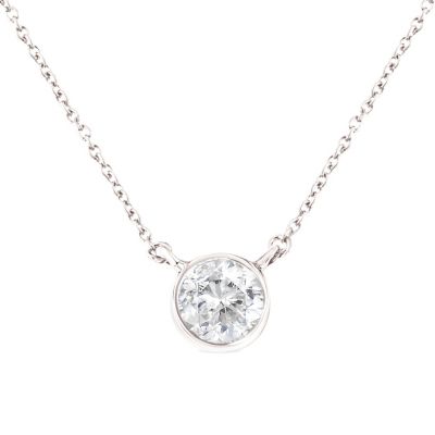 Haus of Brilliance .925 Sterling Silver 1/2 Cttw Diamond Bezel 18" Pendant Necklace, White, 18 in
