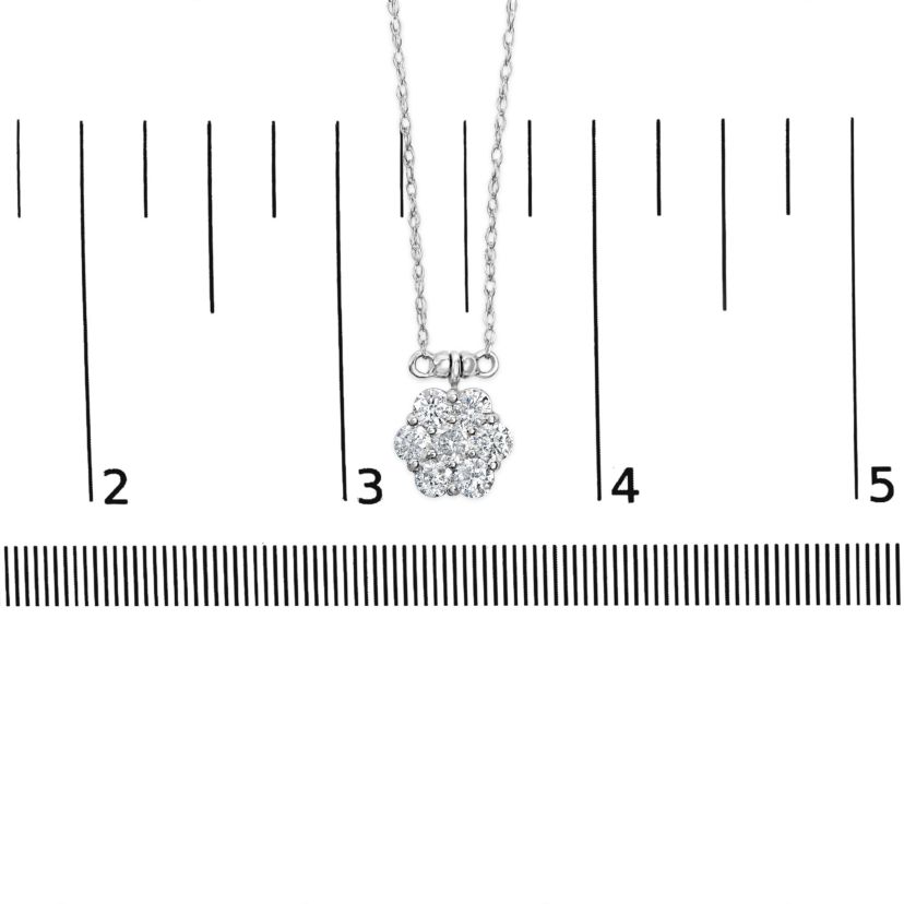 10K White Gold 3.0 Cttw Round-Cut Diamond 7 Stone Cluster Station Necklace - 18"