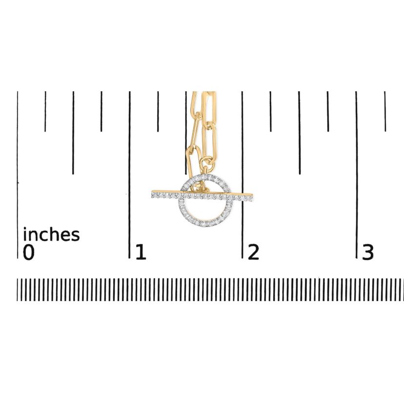 14KT Yellow Gold 1/4 Cttw Diamond Toggle Clasp Paperclip Link Necklace - 18" Inches