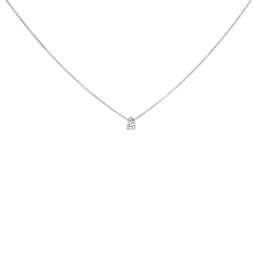 Lab Created 14K White Gold 1/2 Cttw Pear Shape Lab-Grown Diamond Solitaire Pendant Necklace