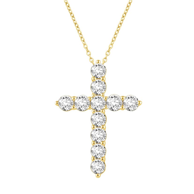 Lab Created 2 ct. t.w. Lab Grown Diamond Cross Pendant in 14K Gold