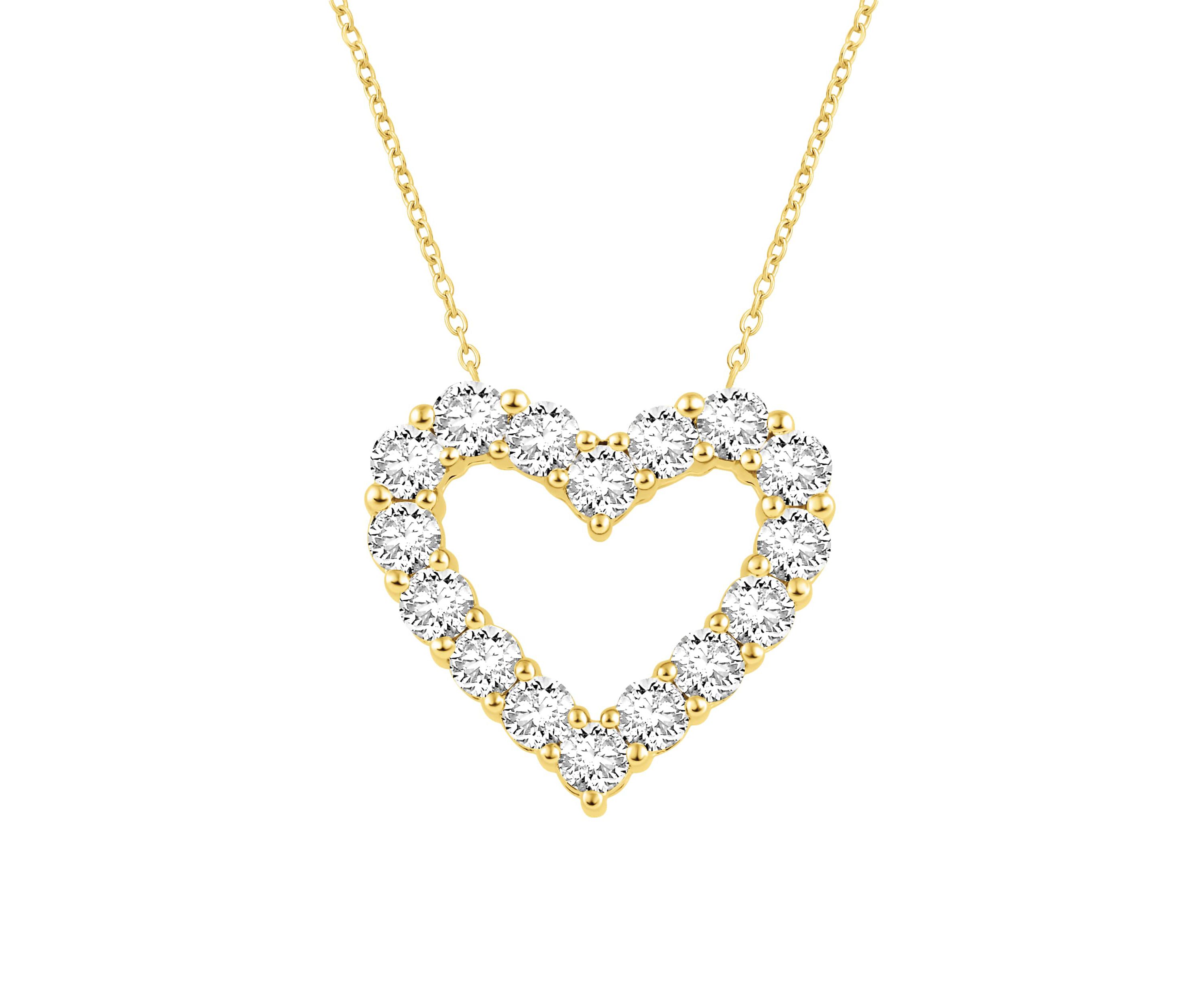 Lab Created 2 ct. t.w. Lab Grown Diamond Heart Outline Pendant in 14K Gold