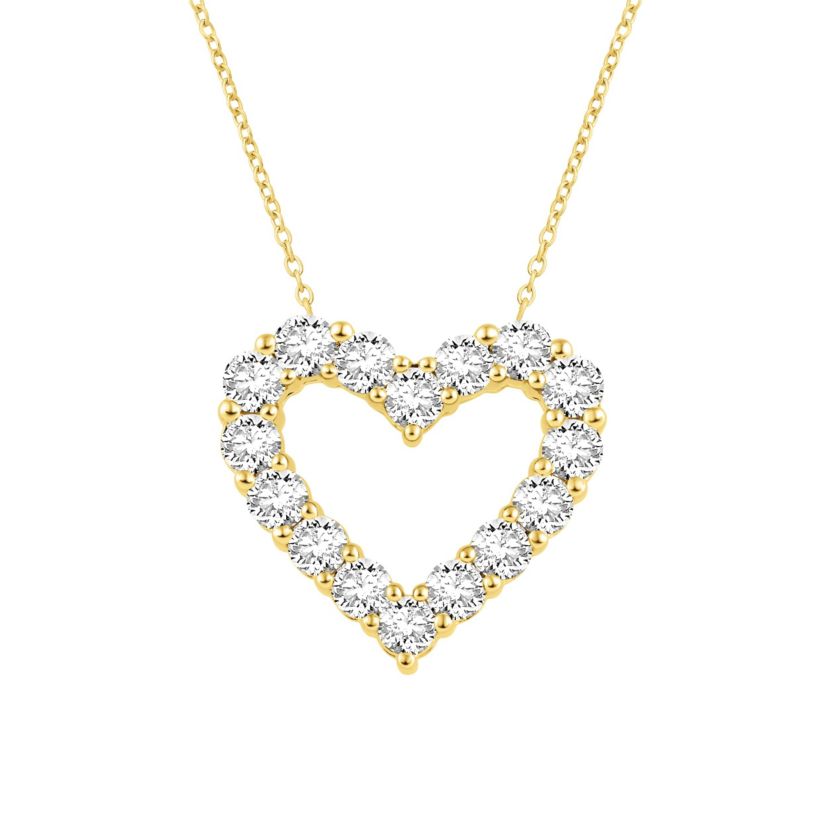 Lab Created 2 ct. t.w. Lab Grown Diamond Heart Outline Pendant in 14K Gold