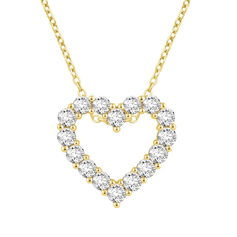 Lab Created 1 ct. t.w. Lab Grown Diamond Heart Outline Pendant in 14K Gold
