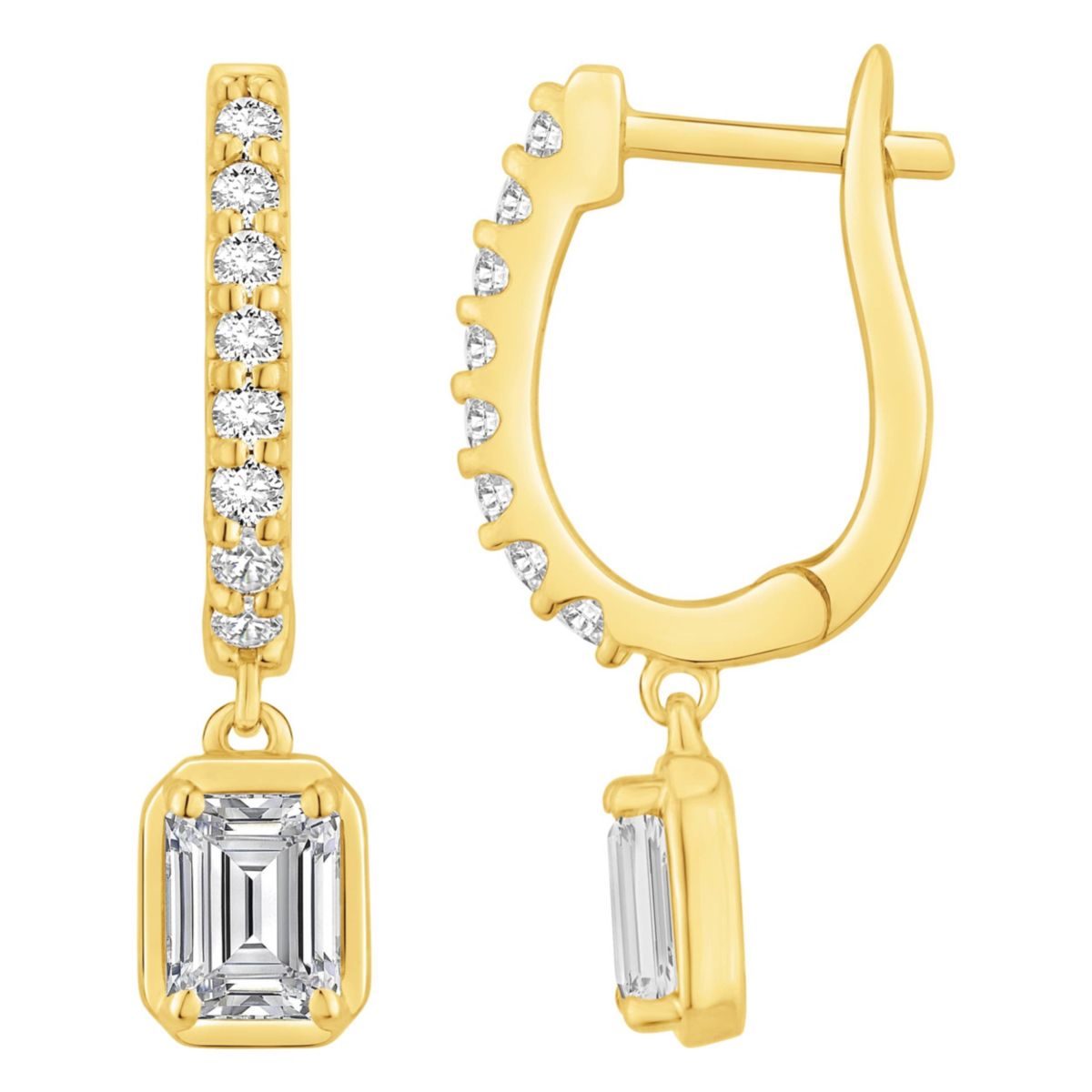 Lab Created 1 ct. t.w. Lab Grown Diamond Dangle Hoop Earrings in 10K Gold