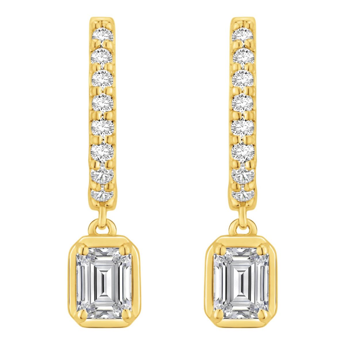Lab Created 1 ct. t.w. Lab Grown Diamond Dangle Hoop Earrings in 10K Gold