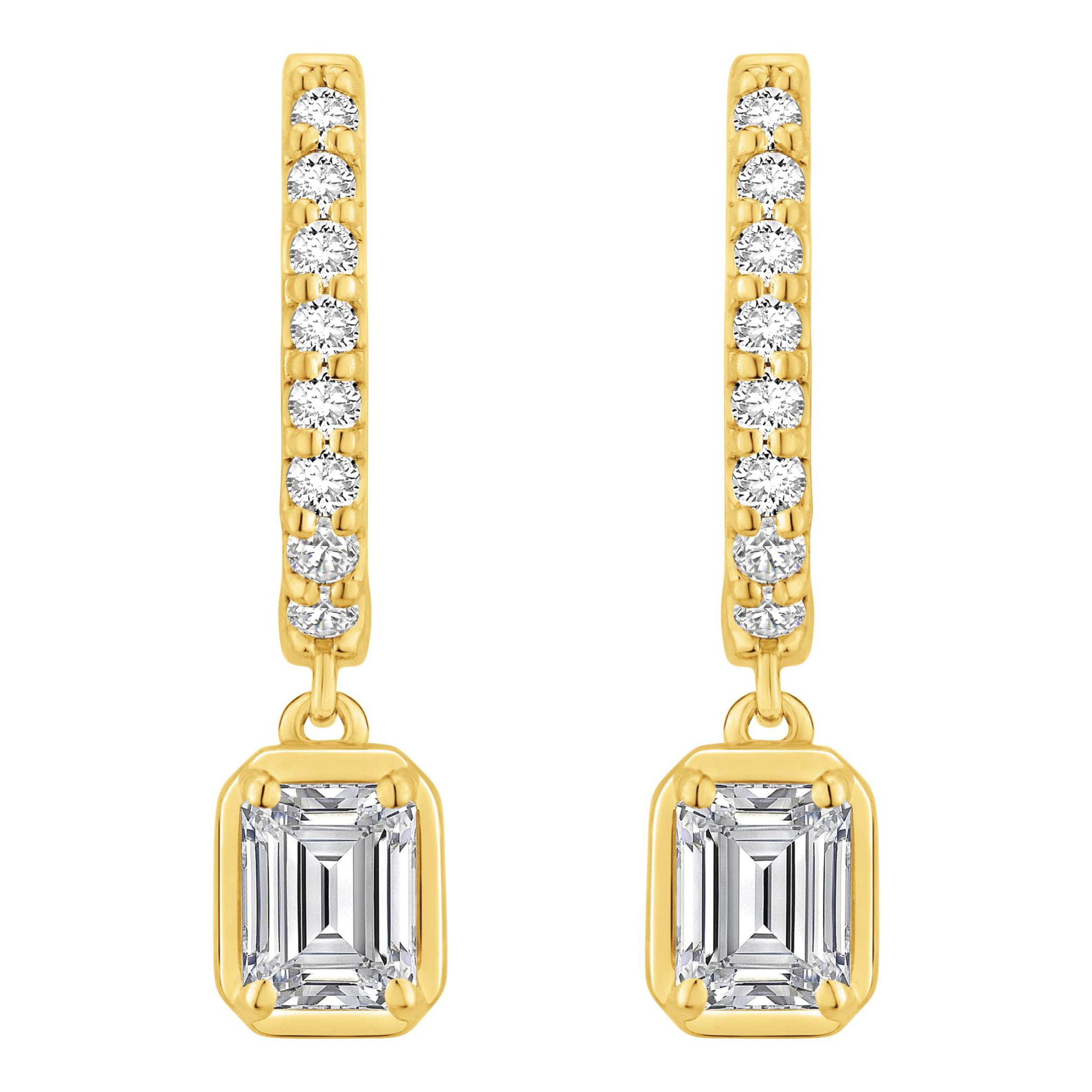 Lab Created 1 ct. t.w. Lab Grown Diamond Dangle Hoop Earrings in 10K Gold