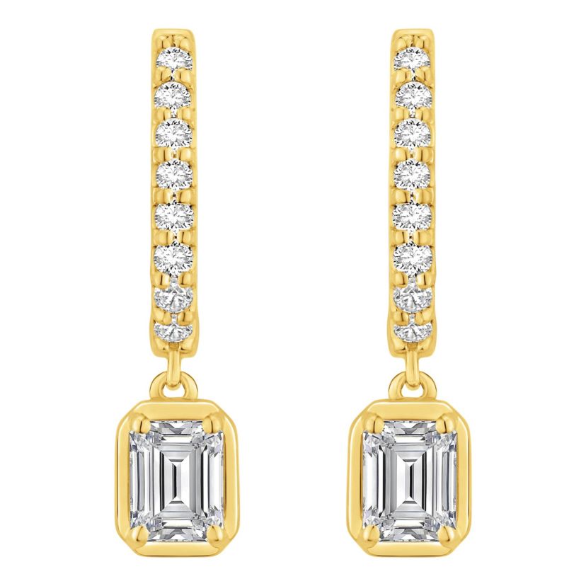 Lab Created 1 ct. t.w. Lab Grown Diamond Dangle Hoop Earrings in 10K Gold