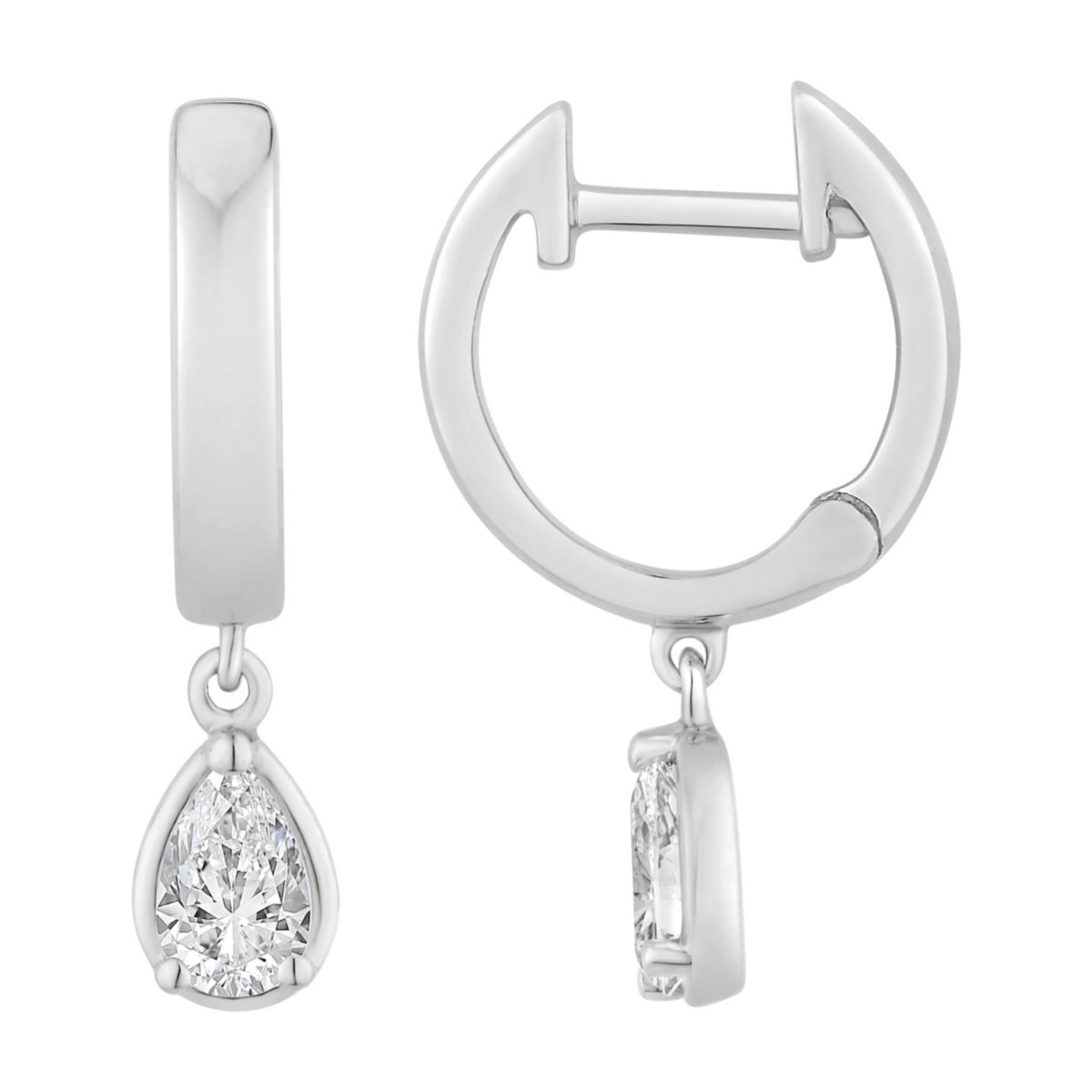 Lab Created 1/2 ct. t.w. Lab Grown Diamond Dangle Hoop Earrings in 10K Gold