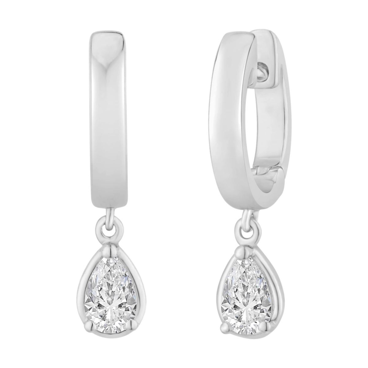 Lab Created 1/2 ct. t.w. Lab Grown Diamond Dangle Hoop Earrings in 10K Gold