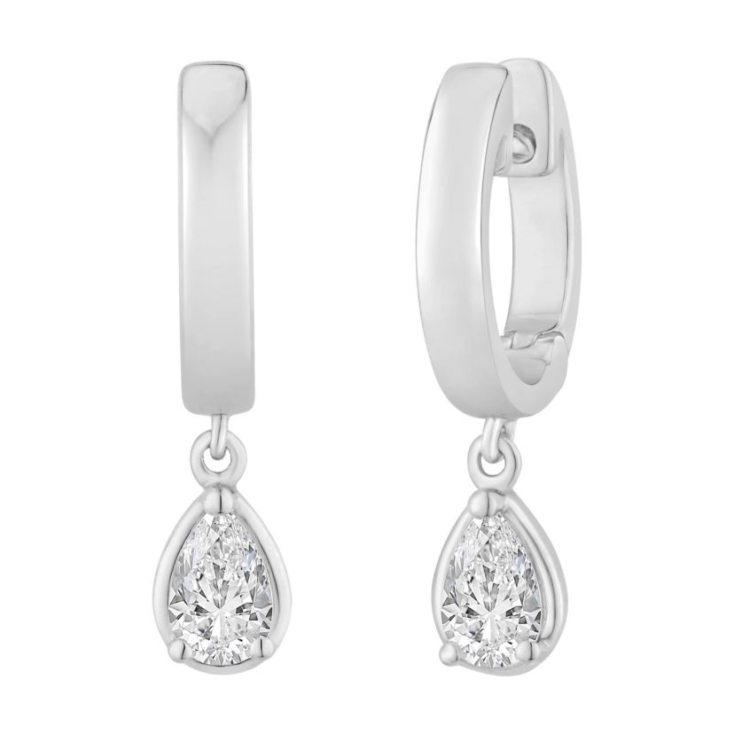 Lab Created 1/2 ct. t.w. Lab Grown Diamond Dangle Hoop Earrings in 10K Gold