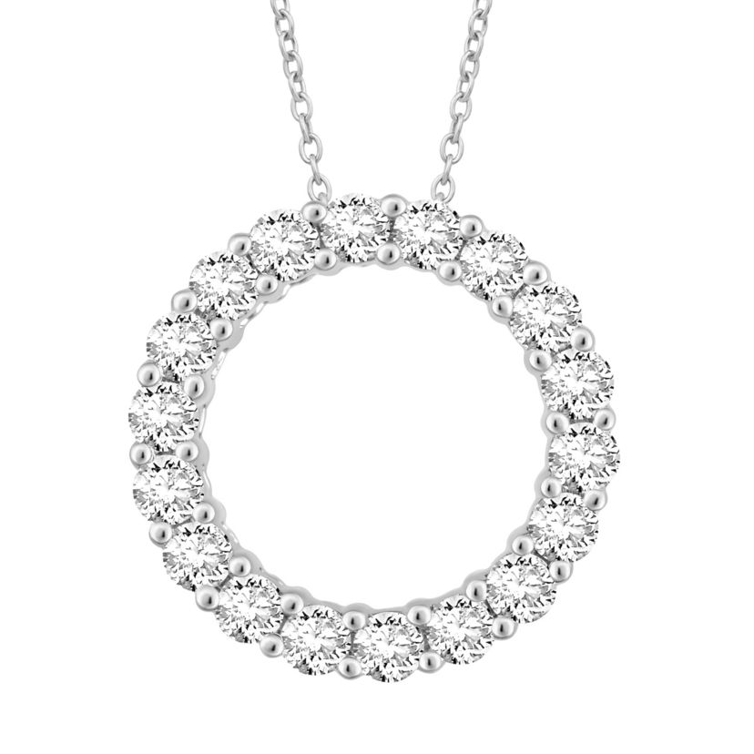 Lab Created 1 ct. t.w. Lab Grown Diamond Circle Outline Pendant in 14K Gold