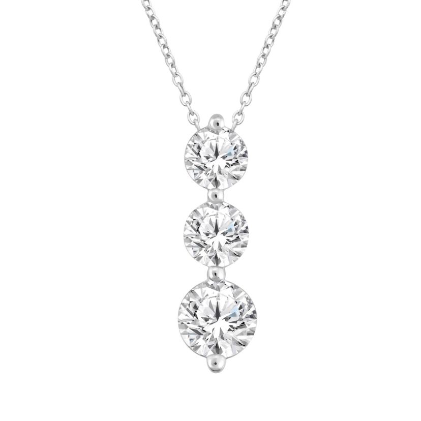 Lab Created 1 ct. t.w. Lab Grown Diamond Three-Stone Drop Fashion Pendant in 14K Gold