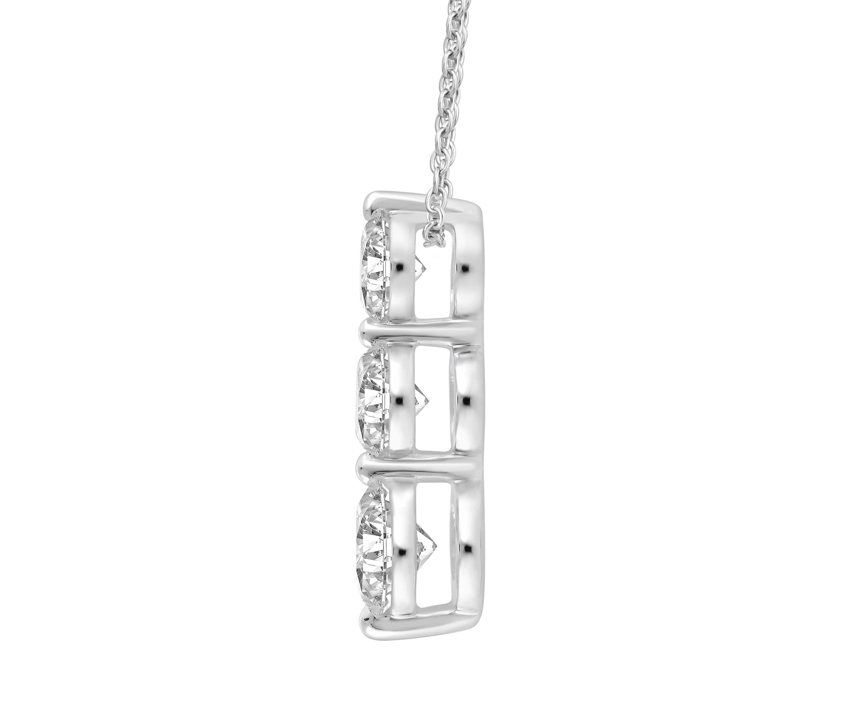 Lab Created 1 ct. t.w. Lab Grown Diamond Three-Stone Drop Fashion Pendant in 14K Gold