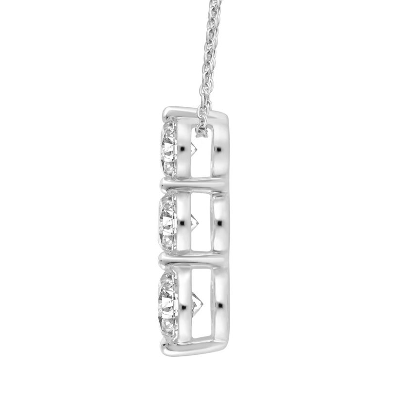 Lab Created 1 ct. t.w. Lab Grown Diamond Three-Stone Drop Fashion Pendant in 14K Gold