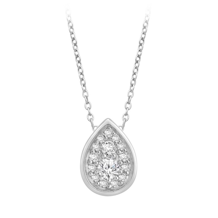 Lab Created 1/4 ct. t.w. Lab Grown Diamond Pear-Shaped Mulit-Stone Pendant in 14K Gold
