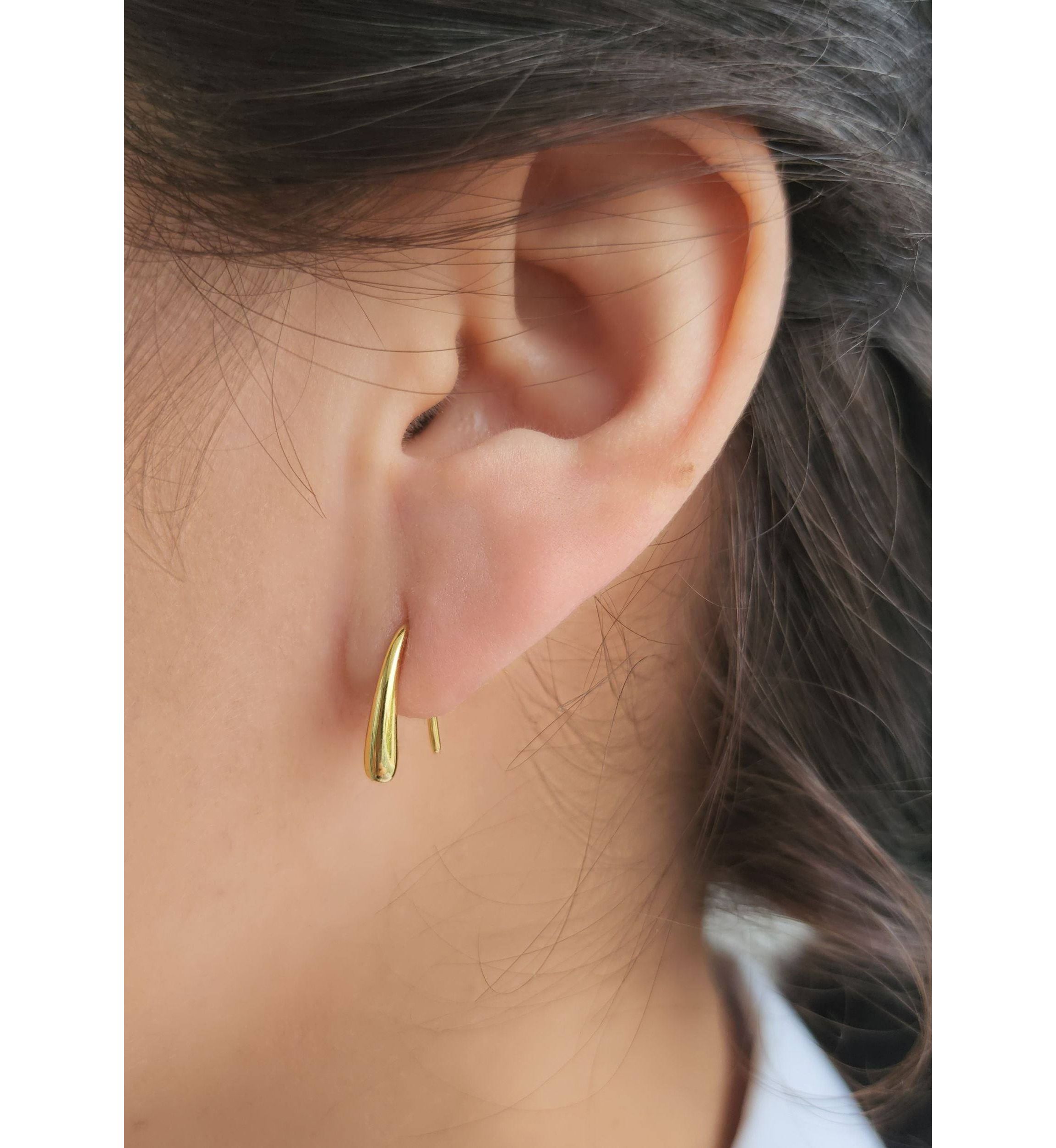 14k Gold Vermeil .925 Sterling Silver Teardrop Wire Earrings