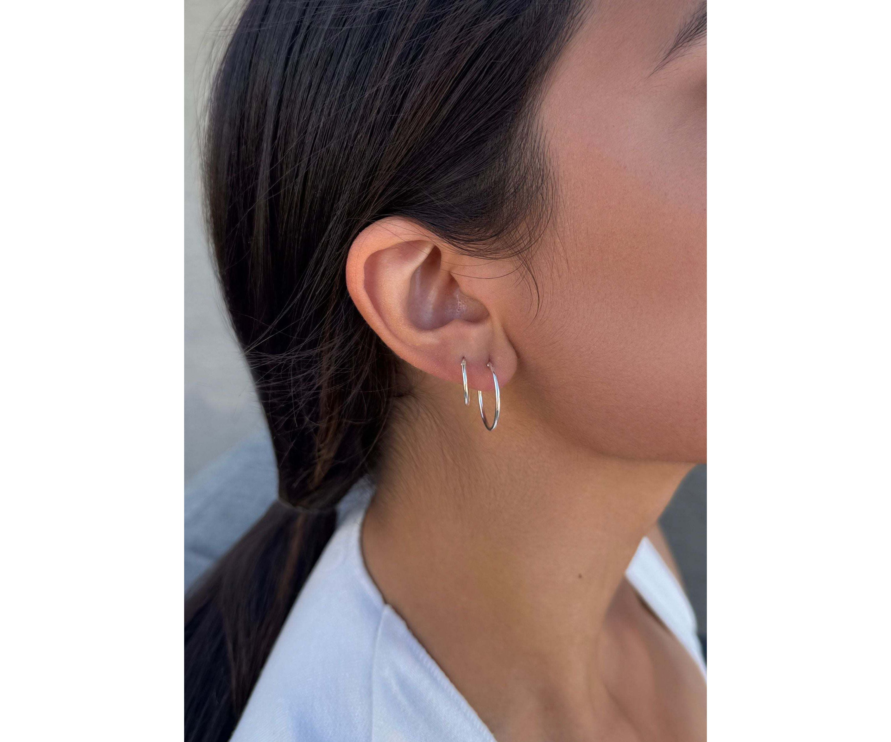 .925 Sterling Silver Set of 3 Endless Hoop Earrings