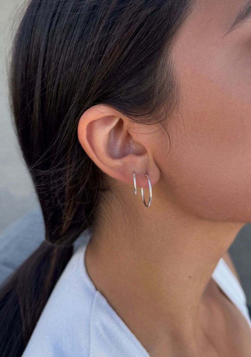.925 Sterling Silver Set of 3 Endless Hoop Earrings