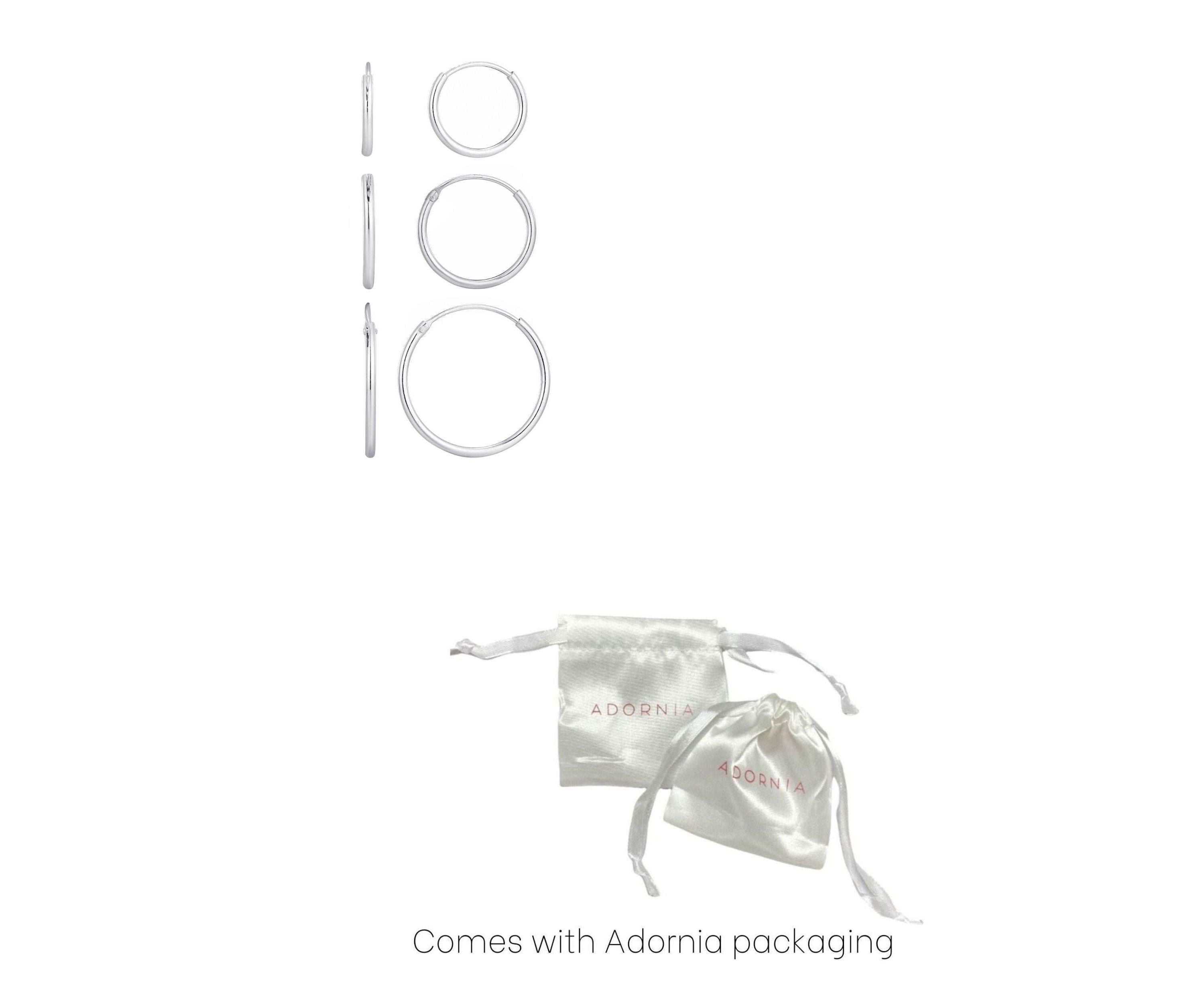 .925 Sterling Silver Set of 3 Endless Hoop Earrings