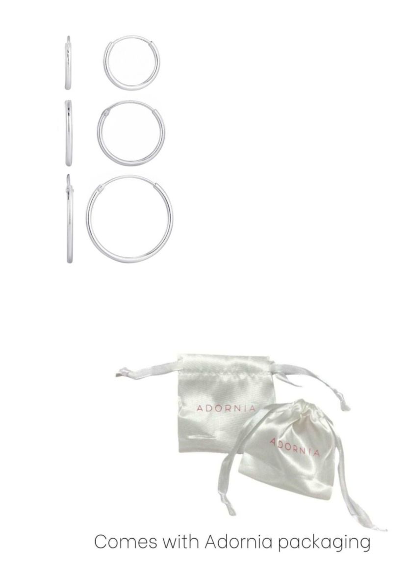 .925 Sterling Silver Set of 3 Endless Hoop Earrings