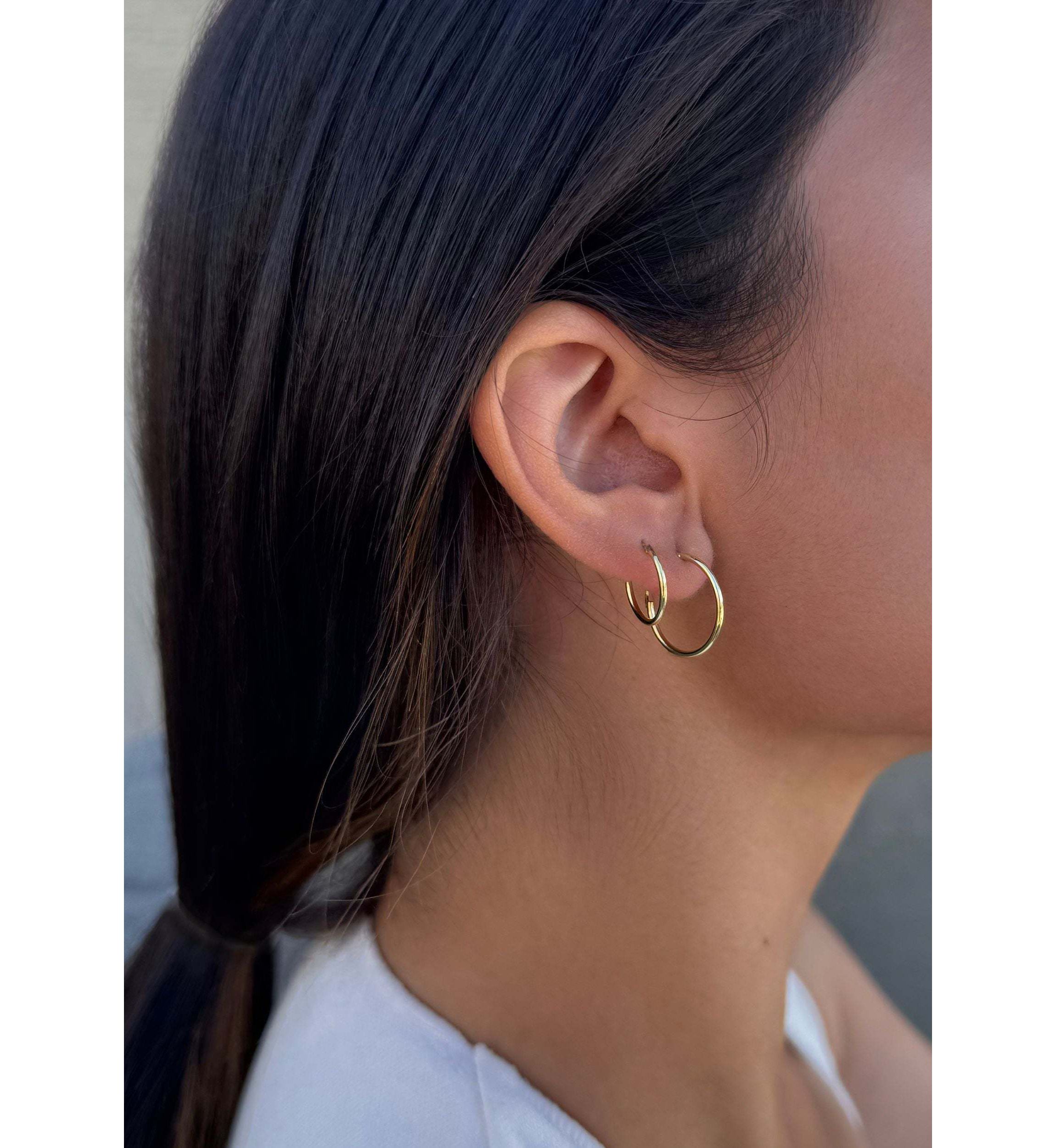 14k Gold Vermeil .925 Sterling Silver Set of 3 Endless Hoop Earrings