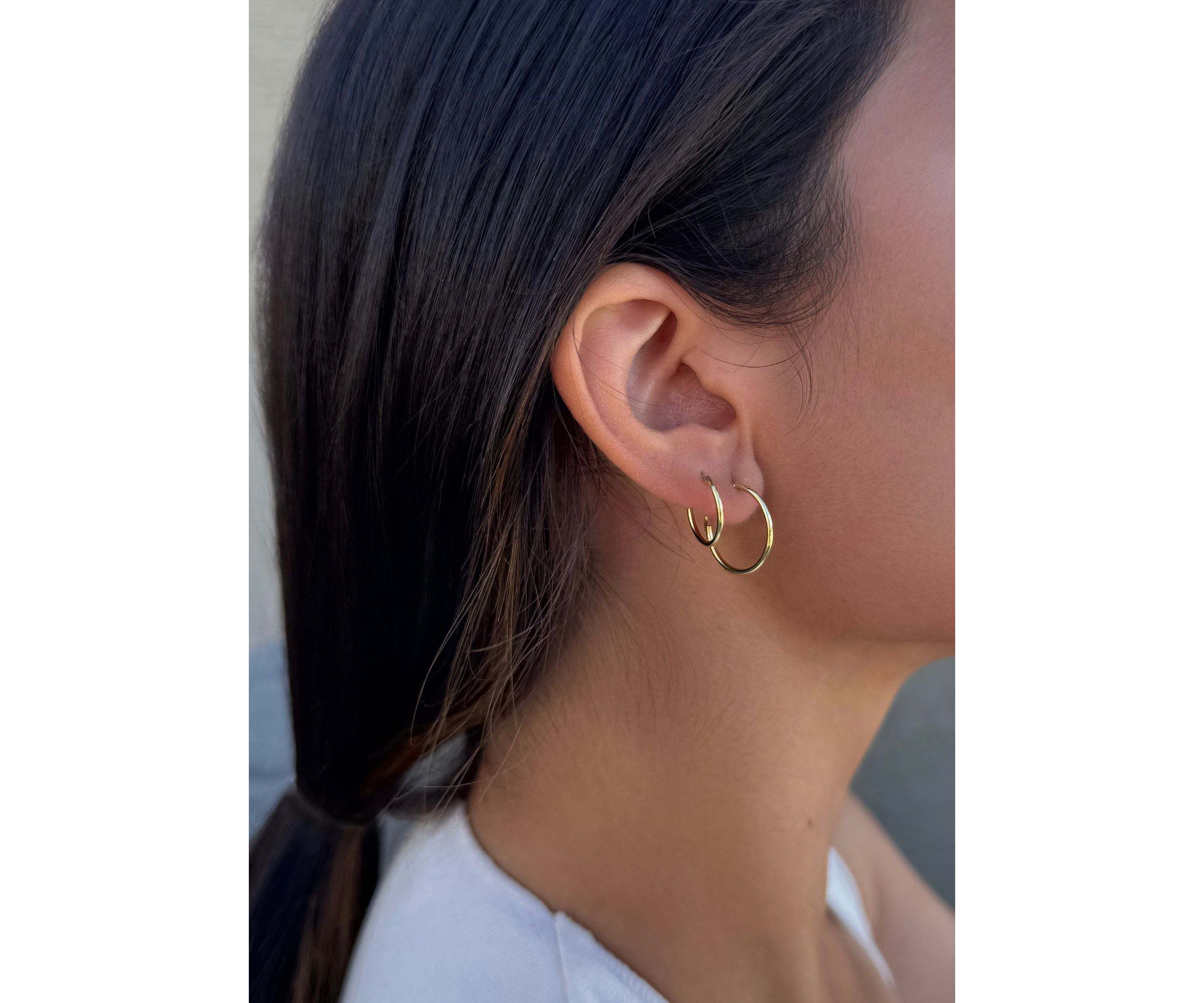 14k Gold Vermeil .925 Sterling Silver Set of 3 Endless Hoop Earrings