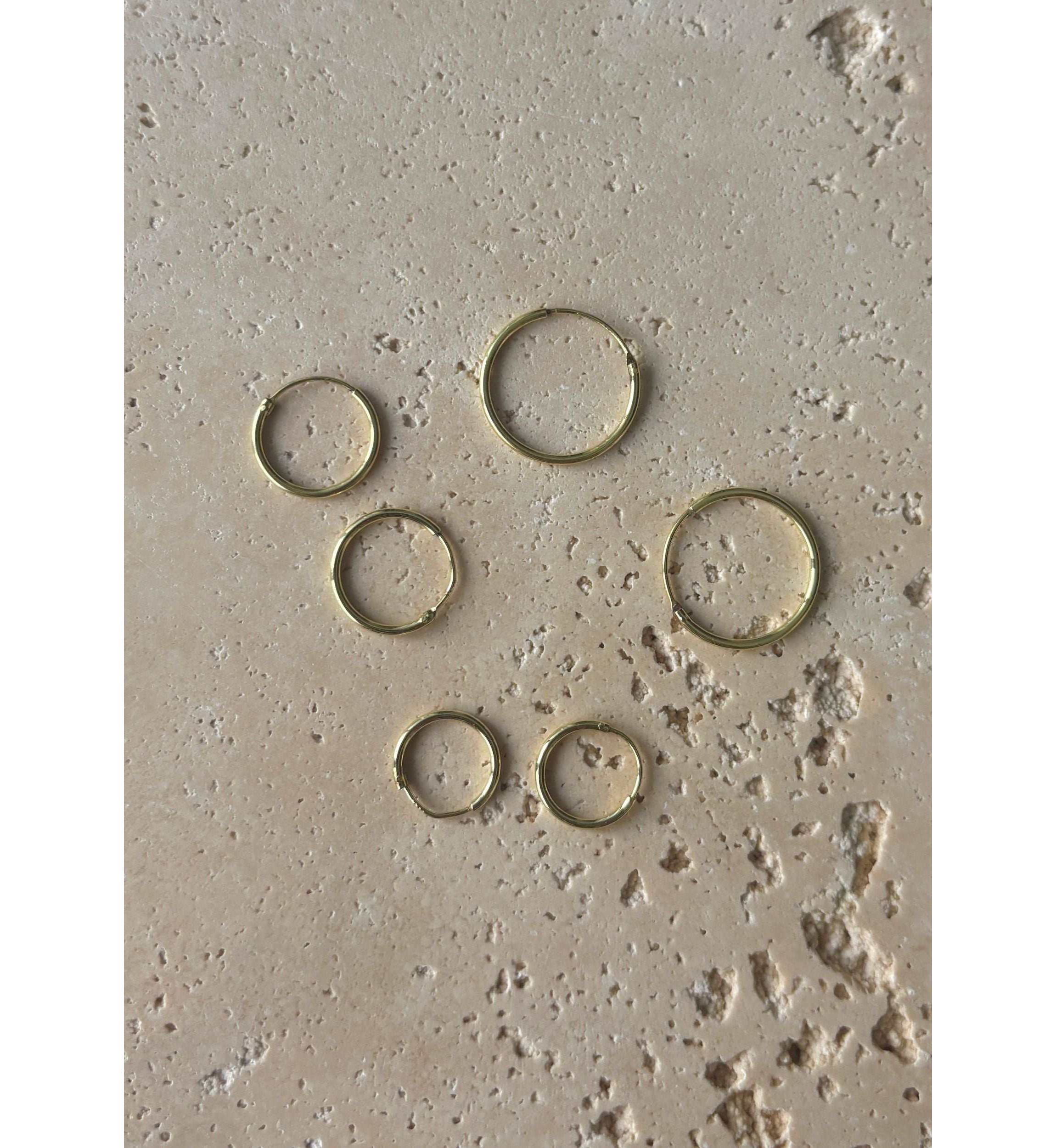 14k Gold Vermeil .925 Sterling Silver Set of 3 Endless Hoop Earrings