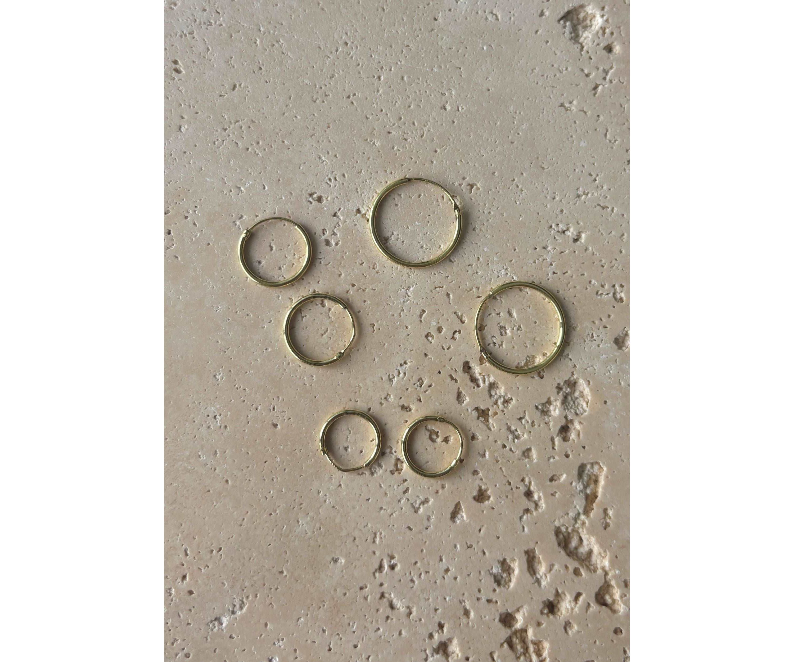 14k Gold Vermeil .925 Sterling Silver Set of 3 Endless Hoop Earrings