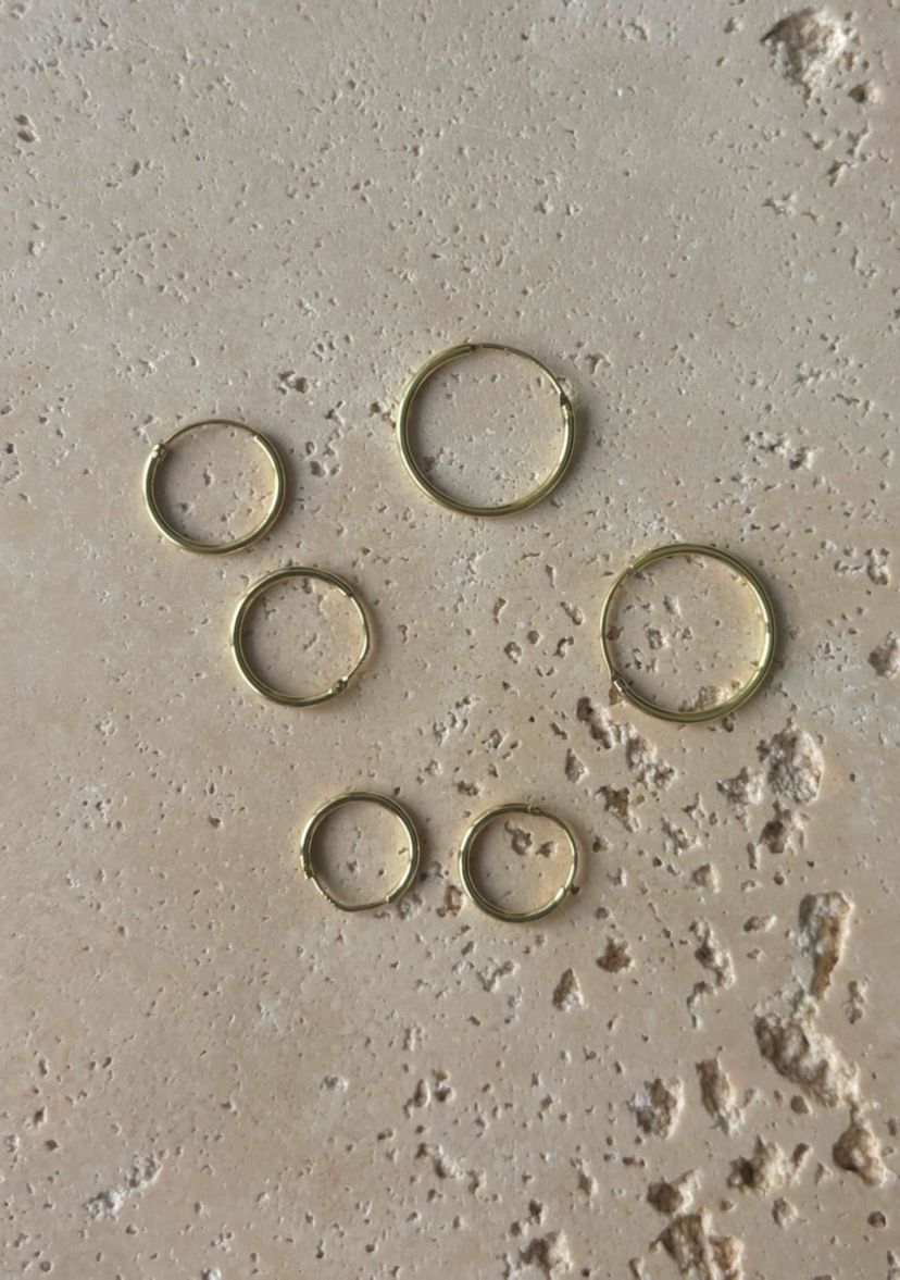 14k Gold Vermeil .925 Sterling Silver Set of 3 Endless Hoop Earrings