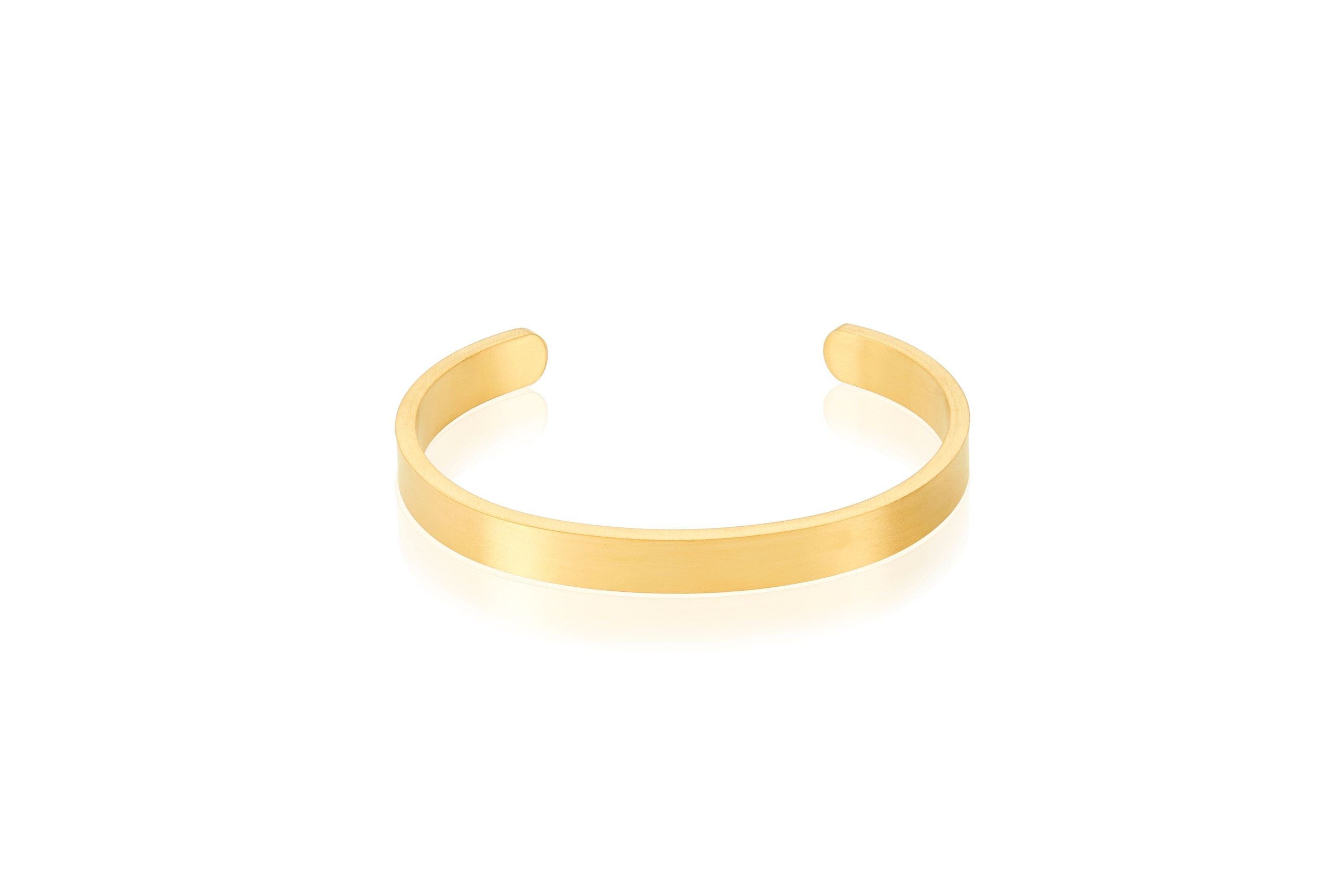 Mens Tarnish Resistant 14k Gold Plated 7mm Cuff Bracelet