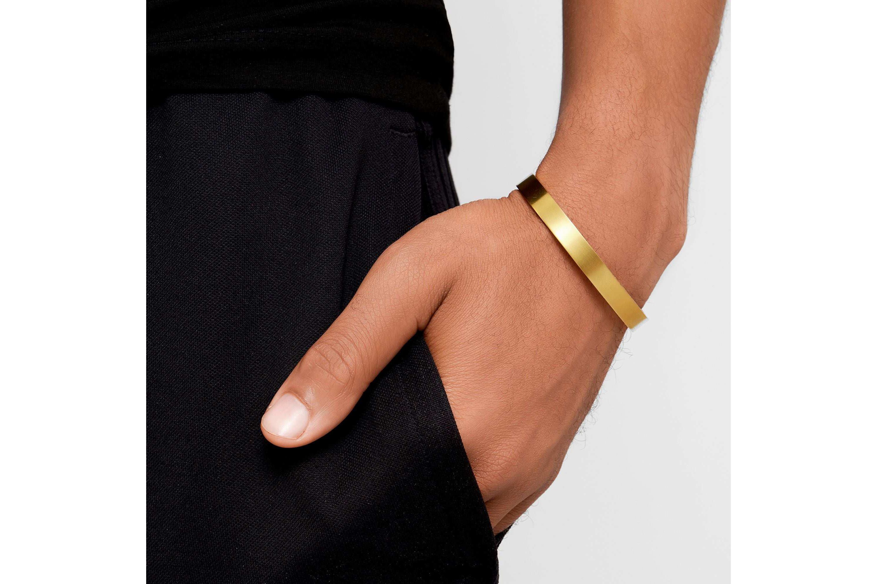 Mens Tarnish Resistant 14k Gold Plated 7mm Cuff Bracelet