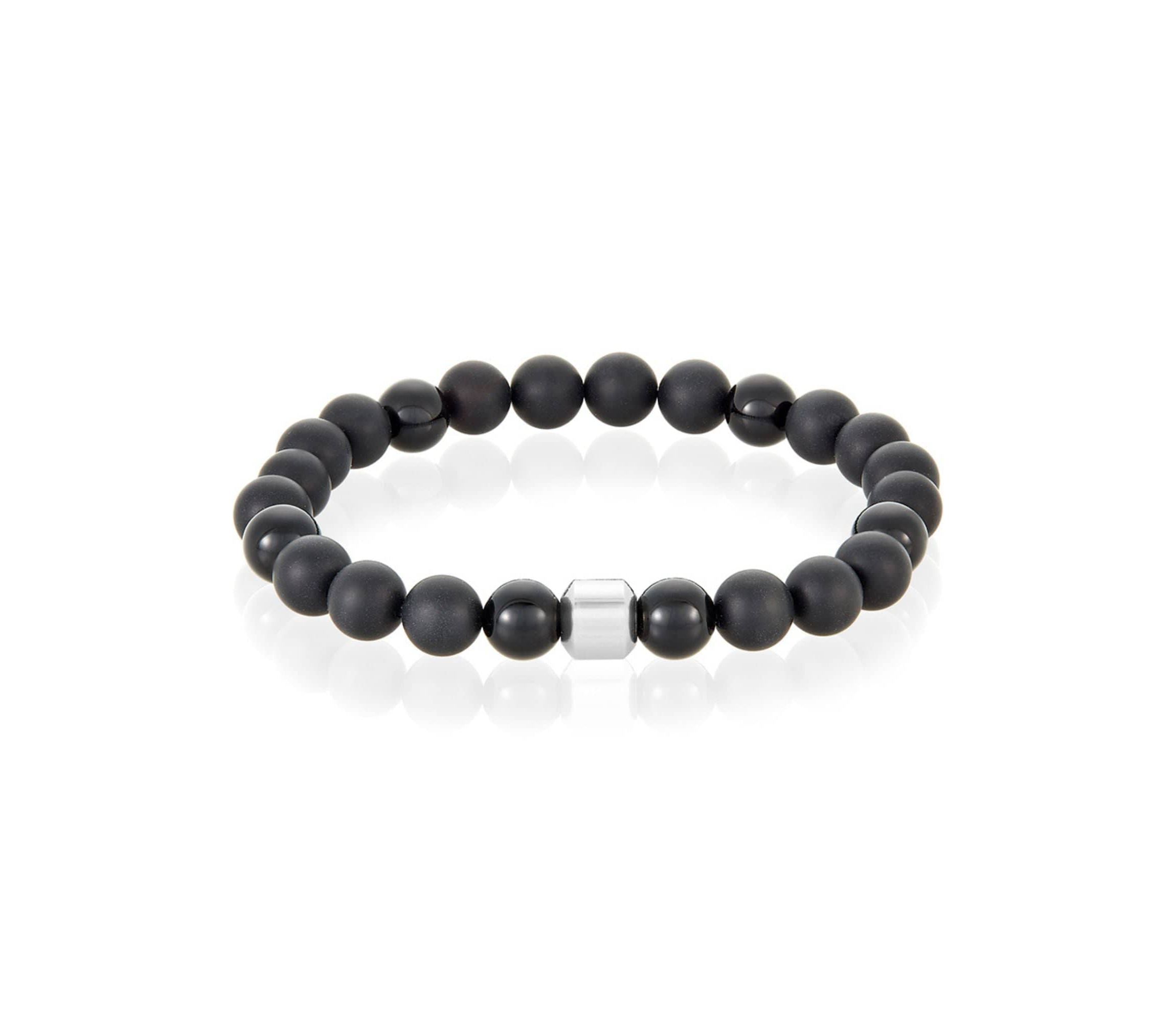 Mens Tarnish Resistant Rhodium Plated 8mm Ball Bracelet