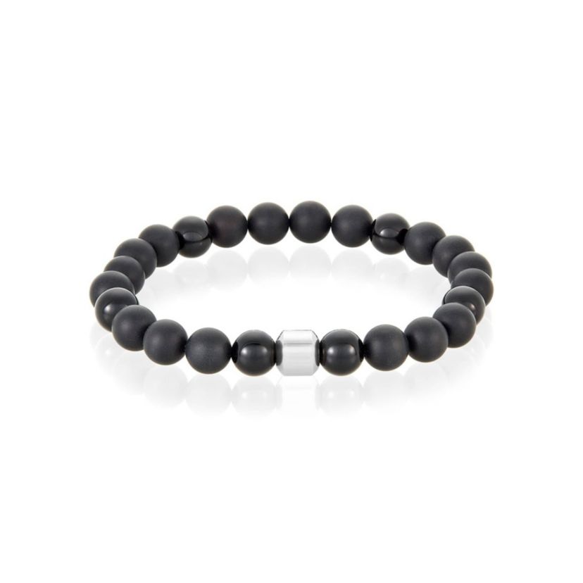 Mens Tarnish Resistant Rhodium Plated 8mm Ball Bracelet