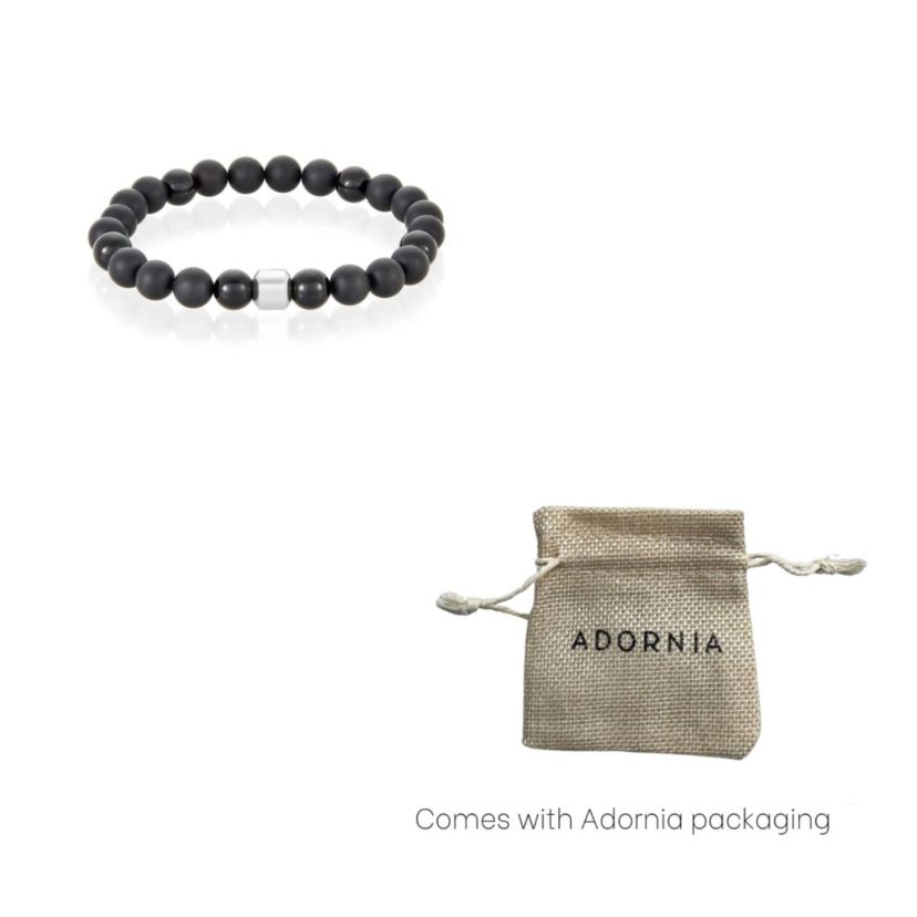 Mens Tarnish Resistant Rhodium Plated 8mm Ball Bracelet