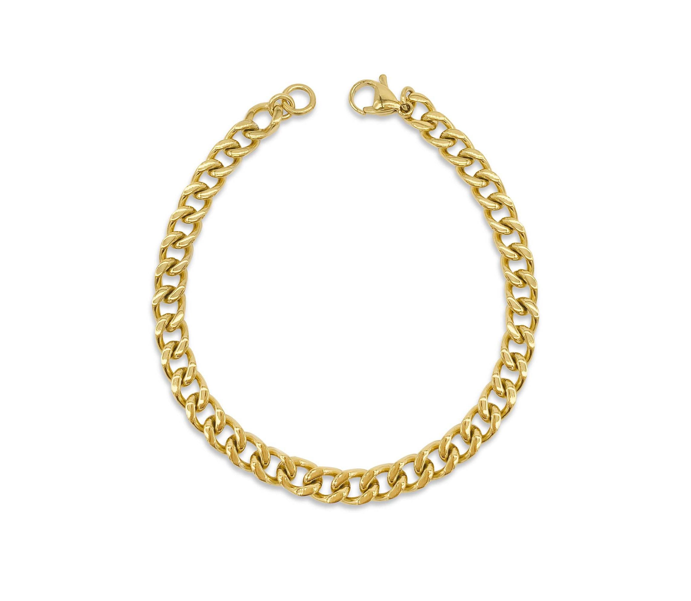Mens Tarnish Resistant 14k Gold Plated 9" 7mm Cuban Chain Bracelet