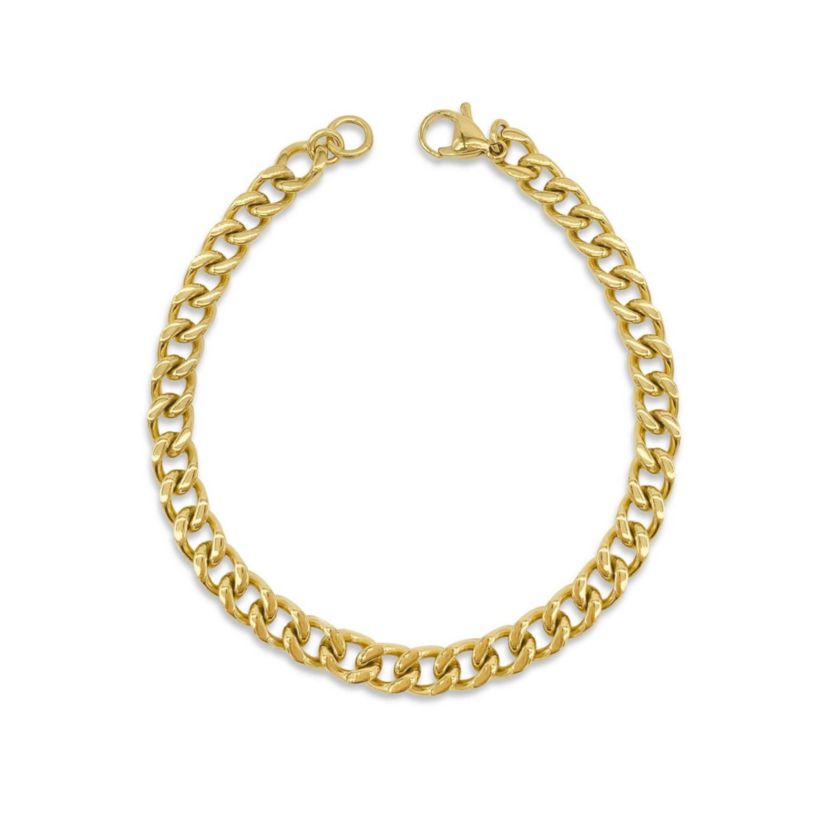 Mens Tarnish Resistant 14k Gold Plated 9" 7mm Cuban Chain Bracelet