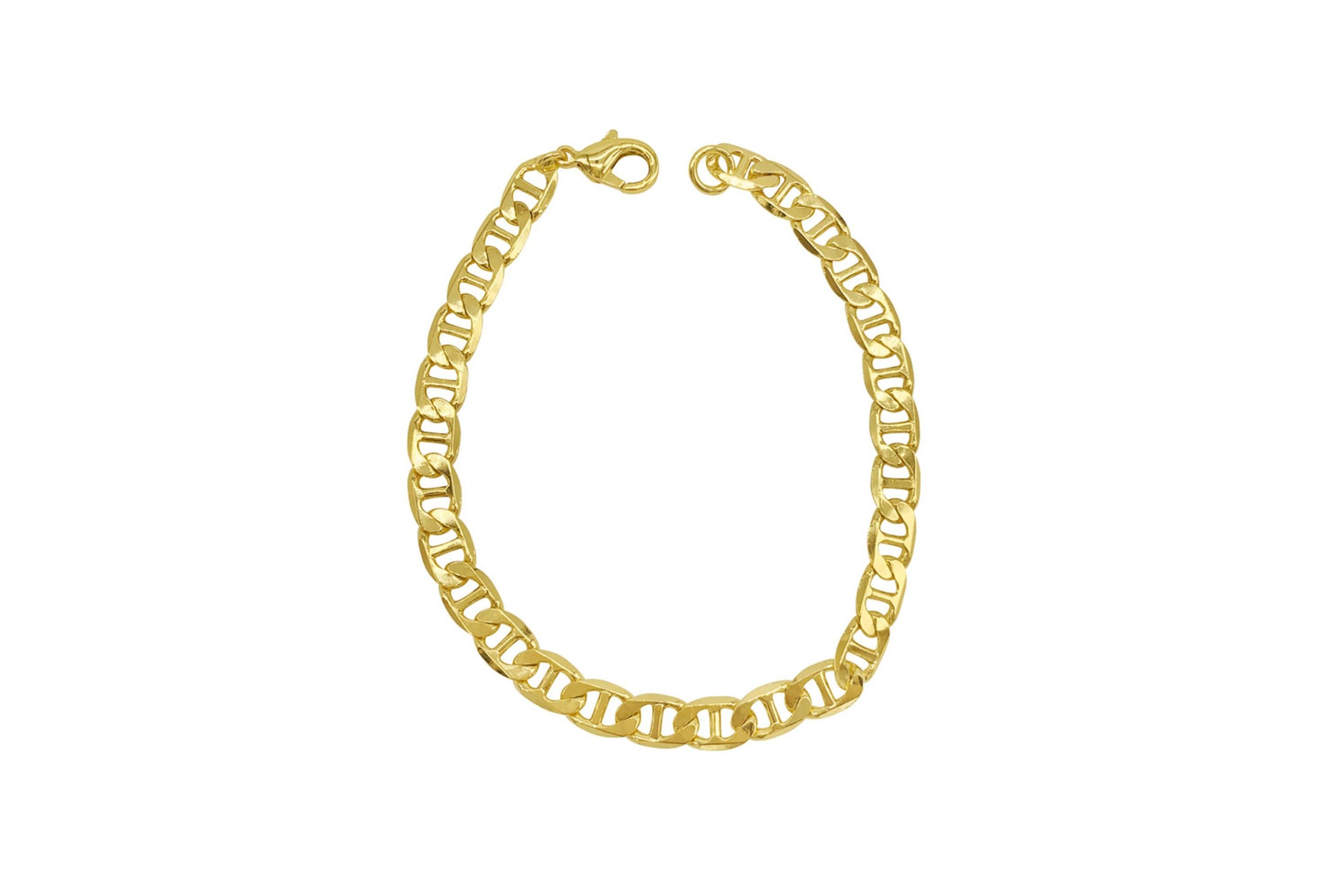 Mens Tarnish Resistant 14k Gold Plated 9 7mm Mariner Chain Bracelet
