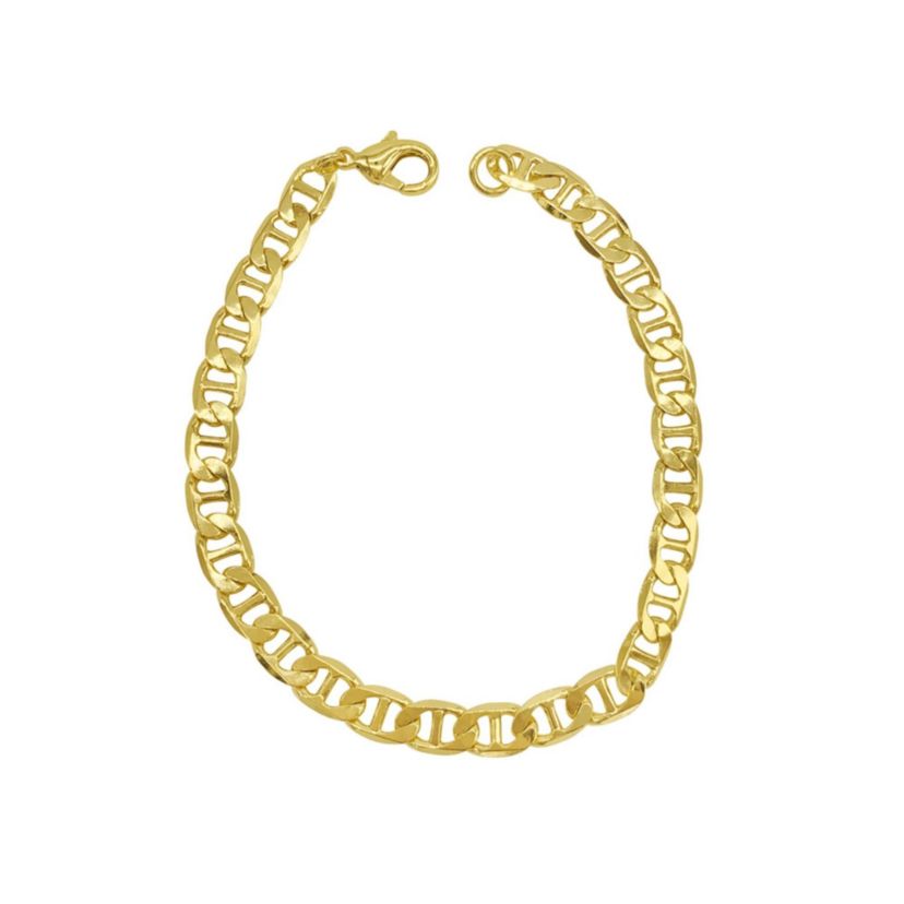 Mens Tarnish Resistant 14k Gold Plated 9 7mm Mariner Chain Bracelet