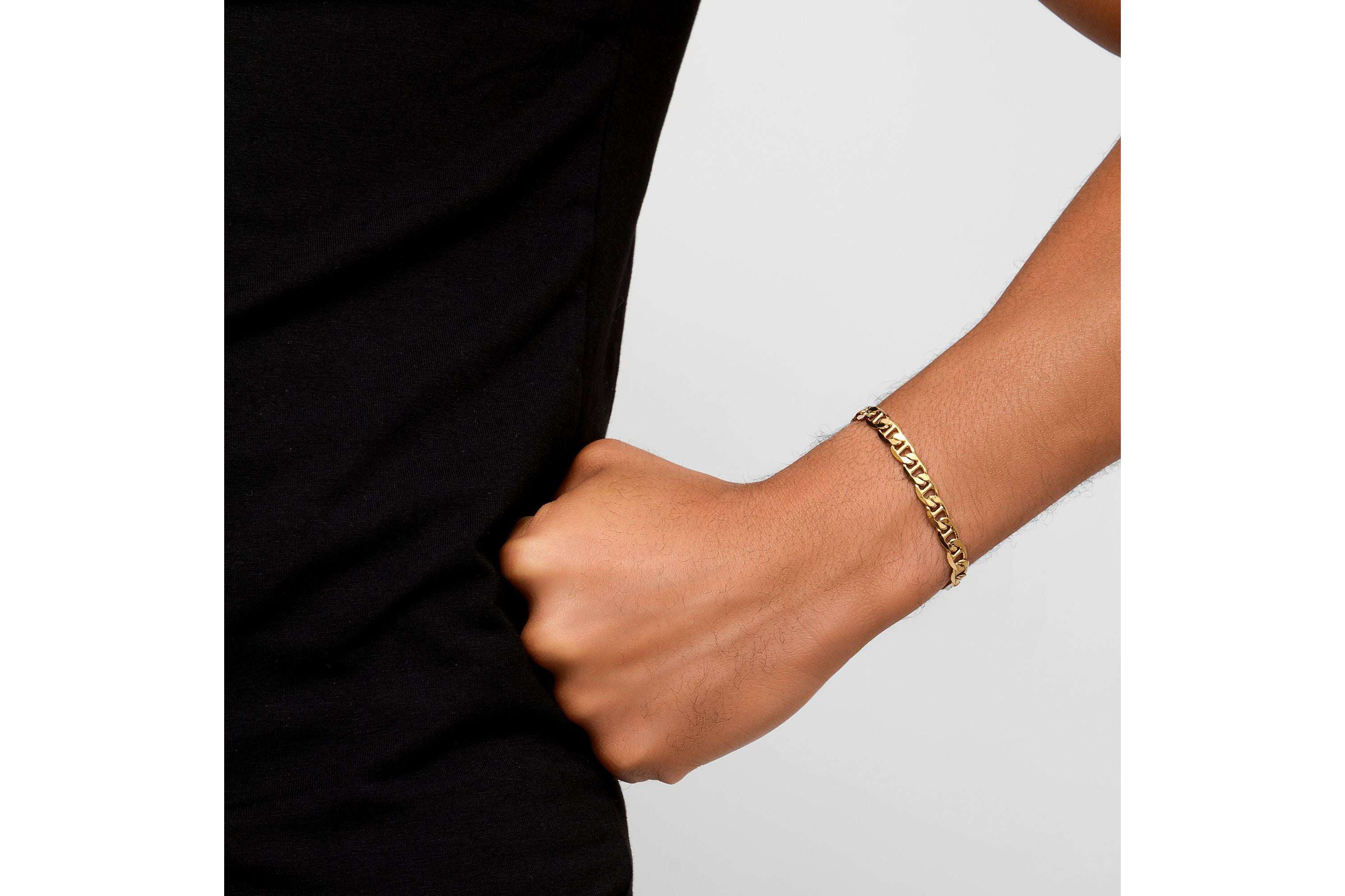 Mens Tarnish Resistant 14k Gold Plated 9 7mm Mariner Chain Bracelet