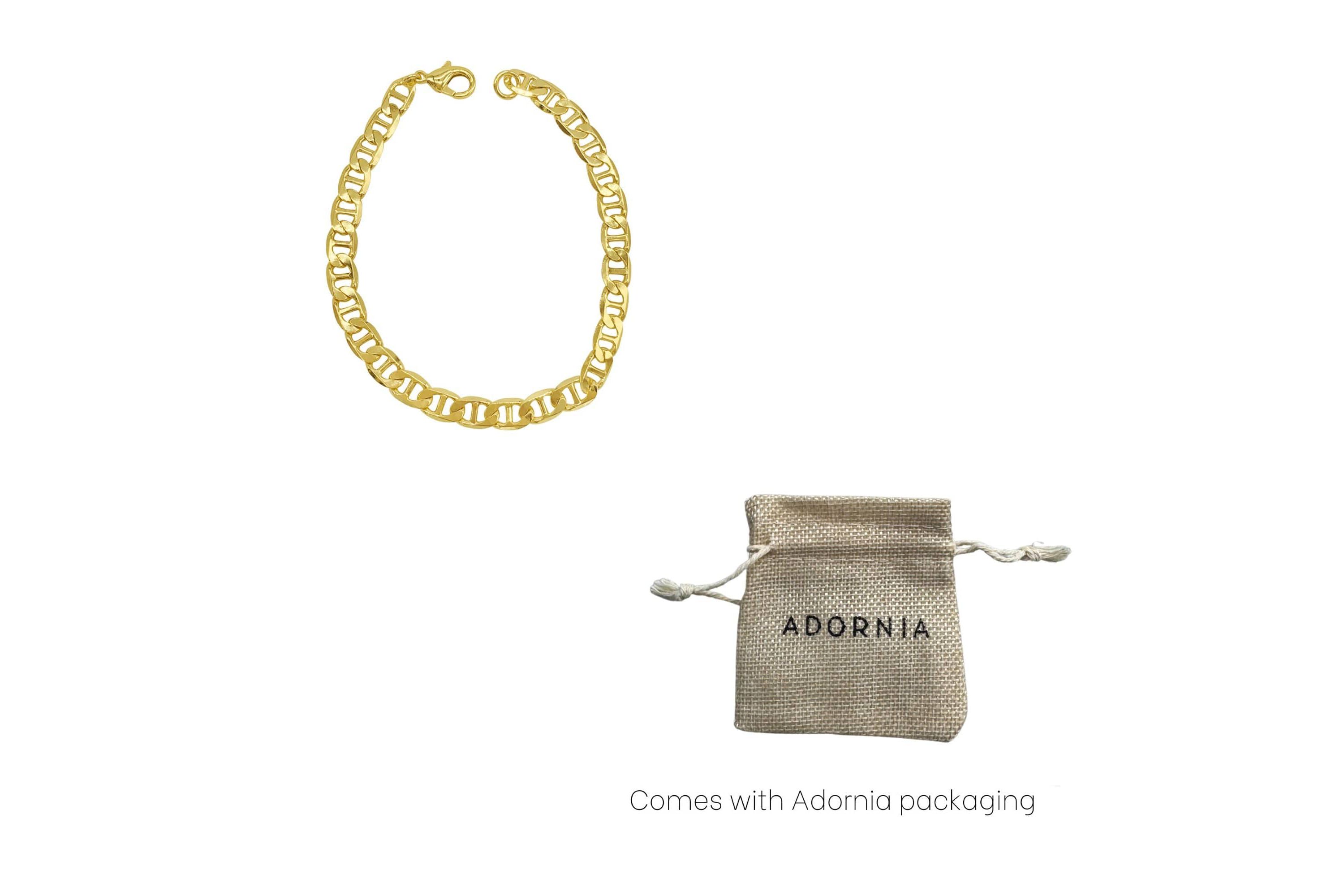 Mens Tarnish Resistant 14k Gold Plated 9 7mm Mariner Chain Bracelet