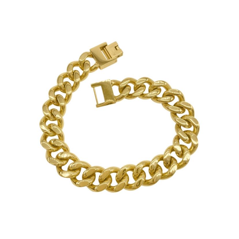 Mens Tarnish Resistant 14k Gold Plated Extra Thick Cuban Chain